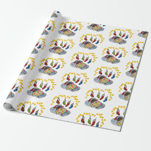 Christmas and New Year mouse with stockings Wrapping Paper