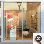 Christmas and New Year Opening Times Santa Snowman Window Cling<br><div class="desc">Christmas opening times window cling with snowman wearing santa hat and matching red scarf. The template is set up for you to add your custom text and the sample wording reads "christmas and new year opening times" .. followed by a list of dates and times, all of which is fully...</div>