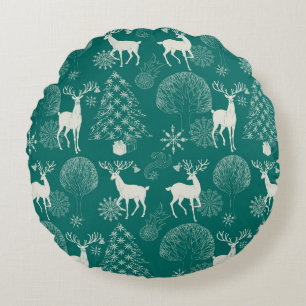 Christmas and New Year red festive background, xma Round Cushion