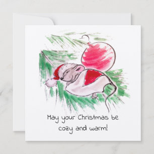 Christmas and New Year sleeping little mouse