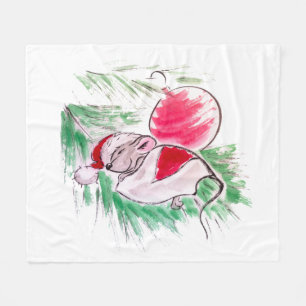 Christmas and New Year sleeping little mouse Fleece Blanket