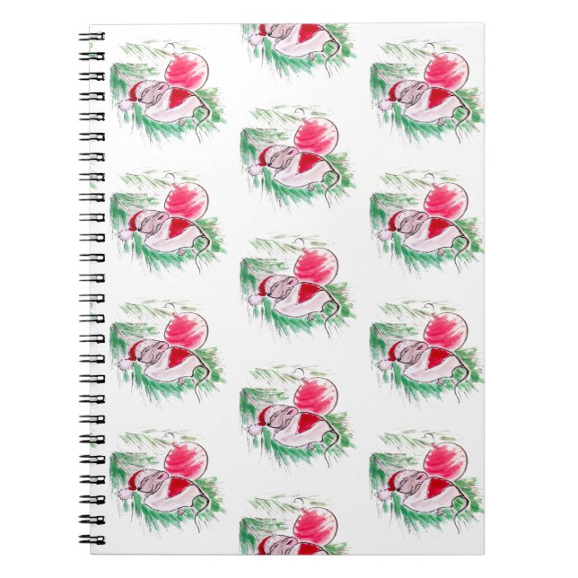 Christmas and New Year sleeping little mouse Notebook (Front)