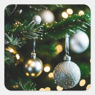 Christmas and New Year's Card Square Sticker