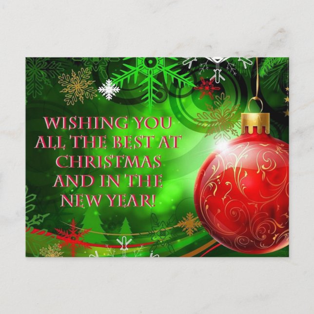 Christmas and New Year's Wishes Holiday Postcard (Front)