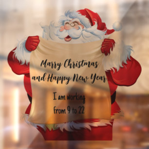 Christmas and Santa with custom note Window Cling