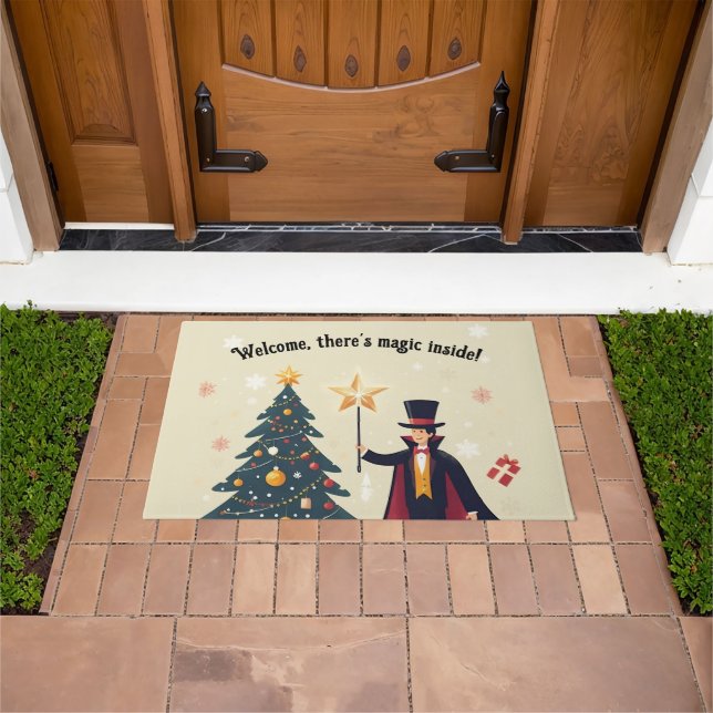 Christmas and The Magician Welcome Mat (Outdoor)