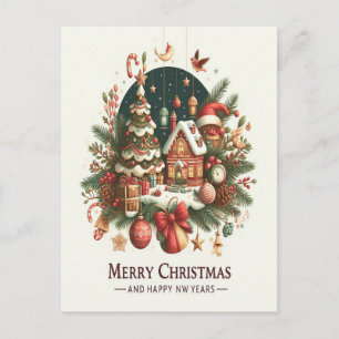 Christmas and the New Year. Postcard