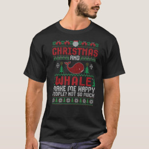 Christmas and Whale Make Me Happy  Animal Xmas T-Shirt