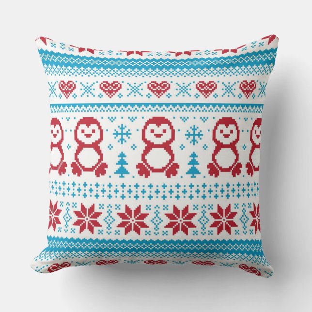 Christmas and Winter knitted pattern Cushion (Front)