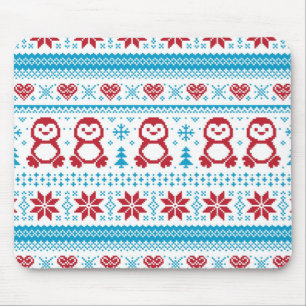 Christmas and Winter knitted pattern Mouse Mat