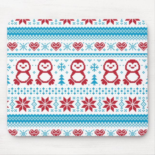 Christmas and Winter knitted pattern Mouse Mat (Front)