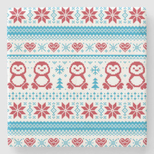 Christmas and Winter knitted pattern Stone Coaster