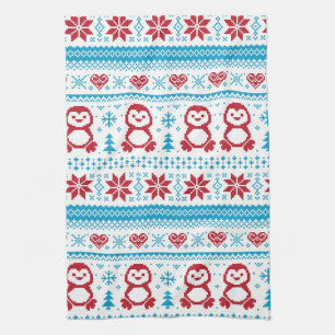 Christmas and Winter knitted pattern Tea Towel