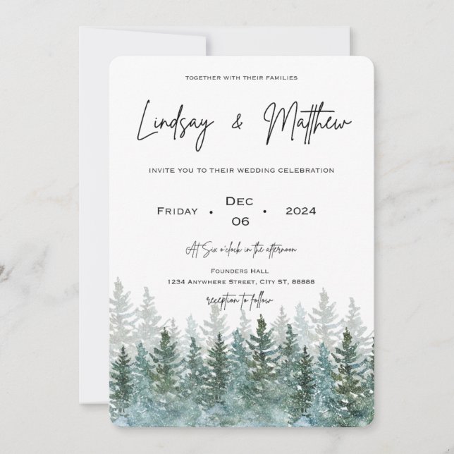 Christmas and Winter themed Wedding Invitation (Front)