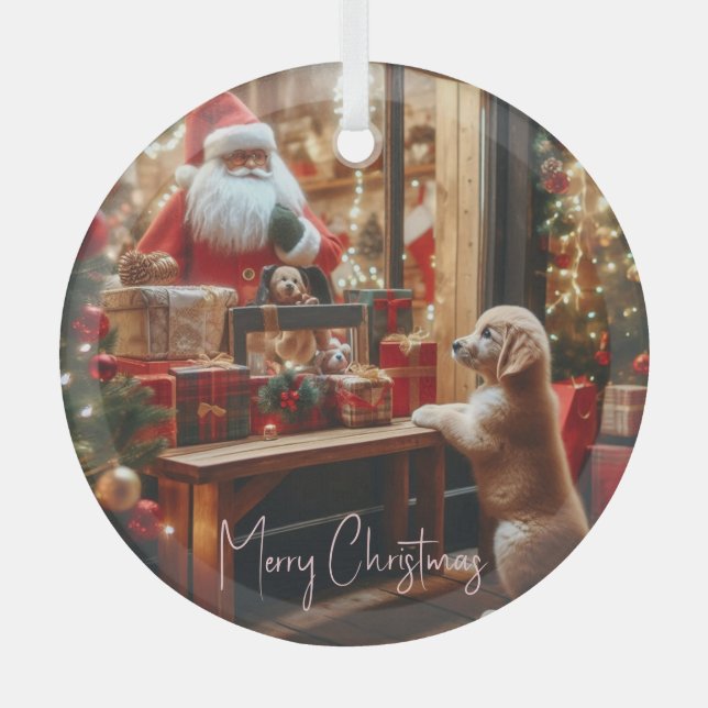 Christmas and Wishes Glass Tree Decoration (Front)