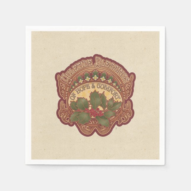 Christmas and Yule Blessings Holiday Napkin (Front)