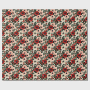 Christmas Anemone Floral Background holiday  Wrapping Paper