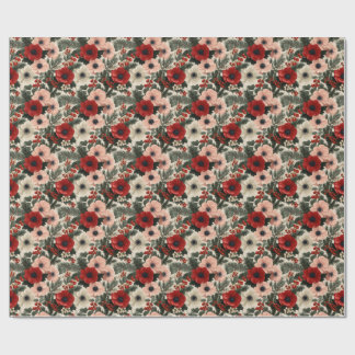 Christmas Anemone Floral Background holiday  Wrapping Paper