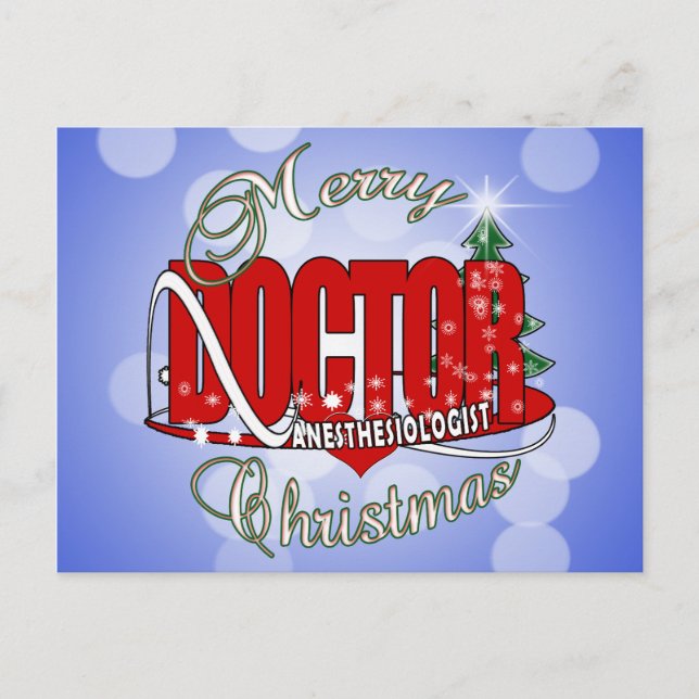 CHRISTMAS ANESTHESIOLOGIST HOLIDAY POSTCARD (Front)