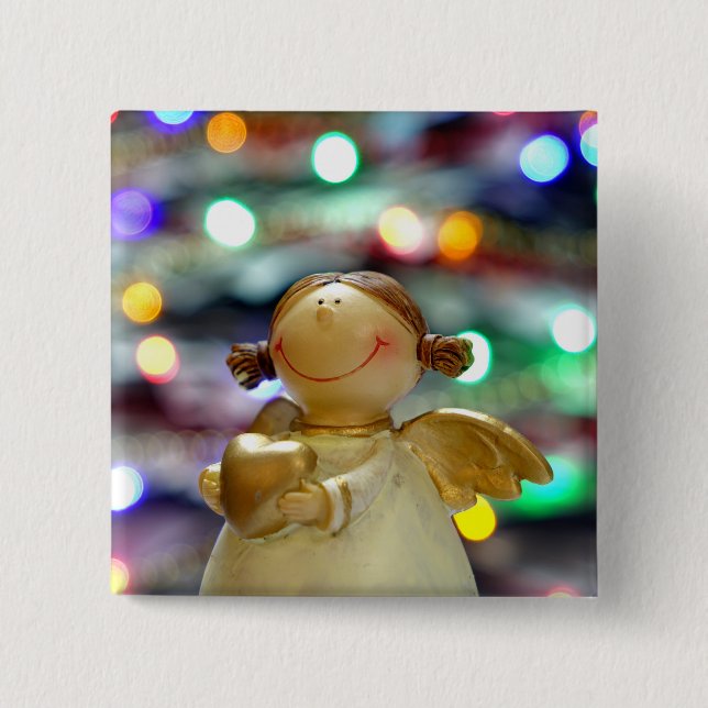 Christmas Angel 15 Cm Square Badge (Front)
