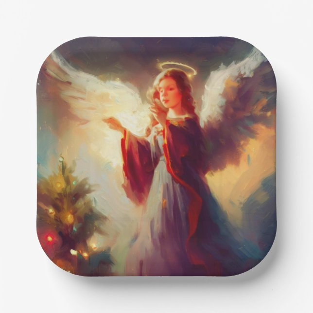 Christmas Angel 3 Paper Plate (Front)