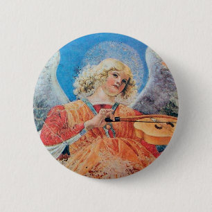 CHRISTMAS ANGEL 6 CM ROUND BADGE