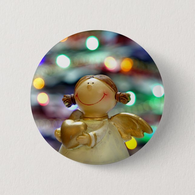Christmas Angel 6 Cm Round Badge (Front)