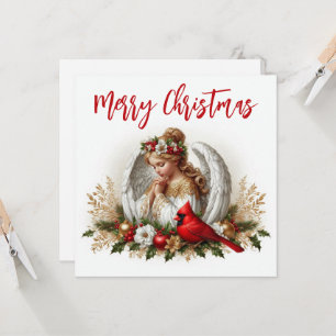 Christmas Angel and Cardinal Card