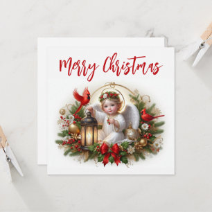 Christmas Angel and Cardinals Card