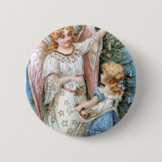 Christmas Angel and Child 6 Cm Round Badge