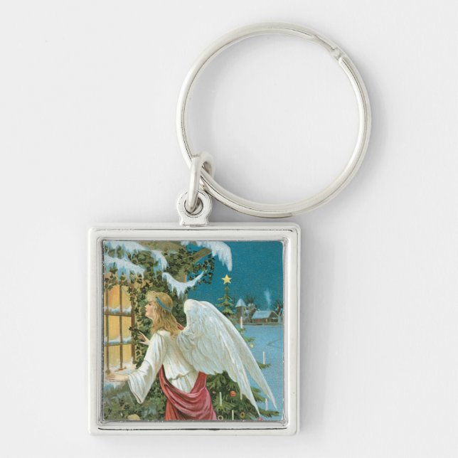 Christmas Angel at the Window Key Ring (Front)