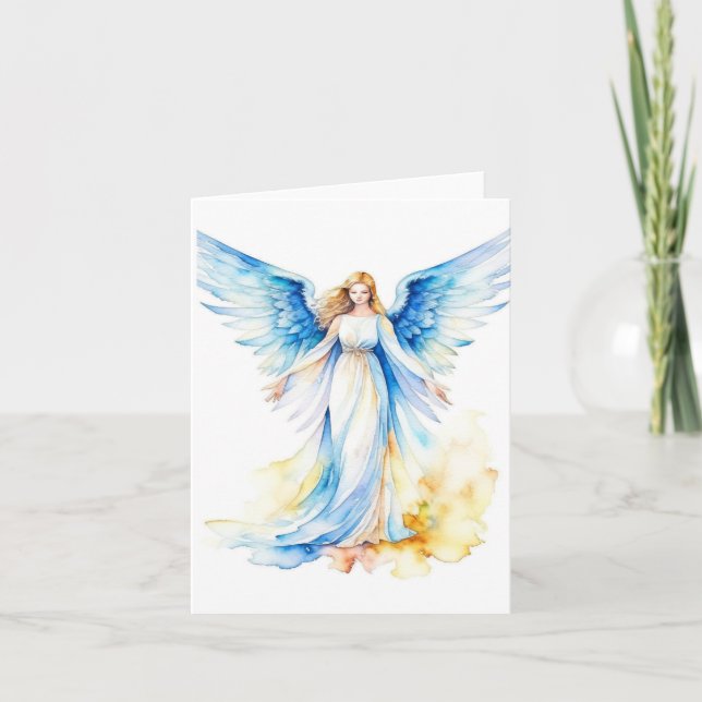 Christmas Angel B - Watercolors & Pen Card (Front)