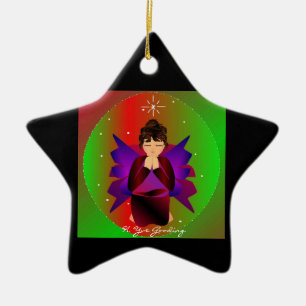 Christmas Angel Baby Around the World In Black II Ceramic Tree Decoration