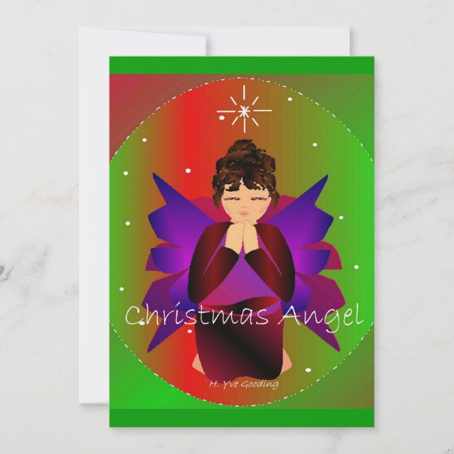 Christmas Angel Baby Girl Praying Invitation (Front)