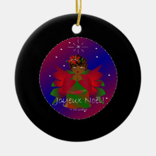 Christmas Angel Baby Praying Joyeux Noel Ceramic Tree Decoration