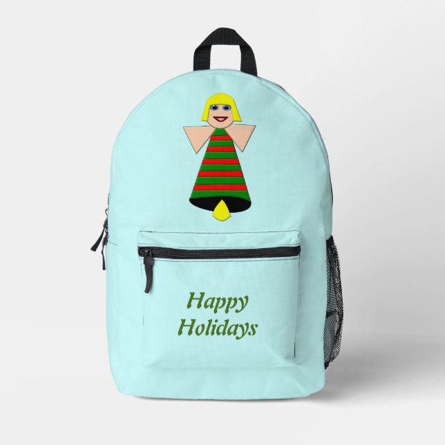 Christmas Angel Bell Custom Printed Backpack (Front)