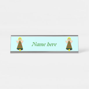 Christmas Angel Bell Personalised Desk Name Plate