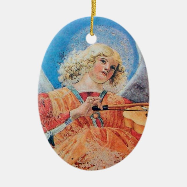 CHRISTMAS ANGEL Blue Sapphire Ceramic Tree Decoration (Front)
