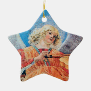 CHRISTMAS ANGEL Blue Sapphire Star Ceramic Tree Decoration