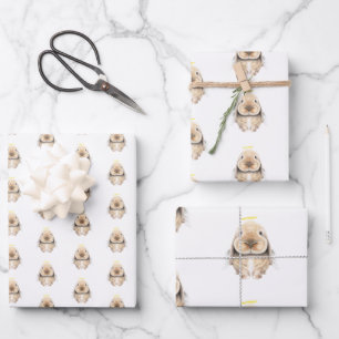 Christmas Angel Bunny Wrapping Paper Sheet