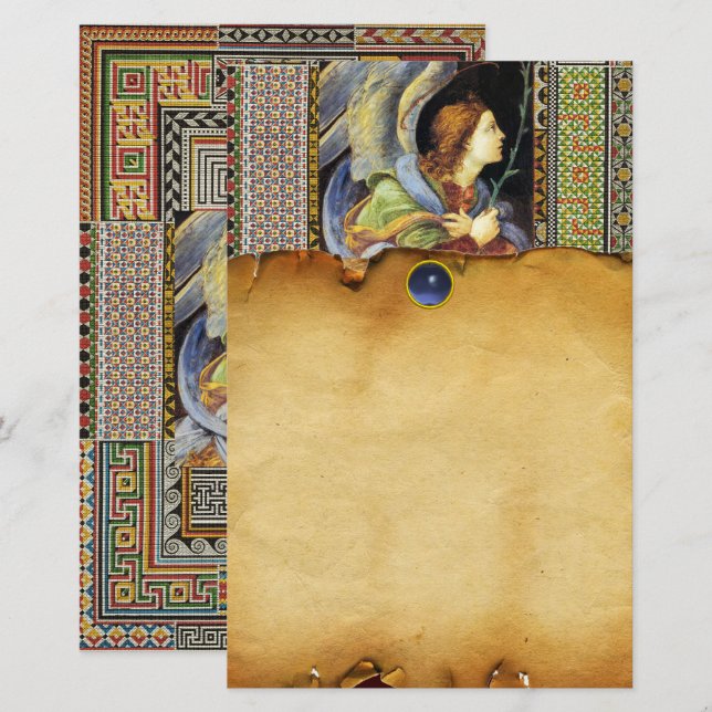 CHRISTMAS ANGEL by FILIPPINO LIPPI Parchment Stationery (Front/Back)