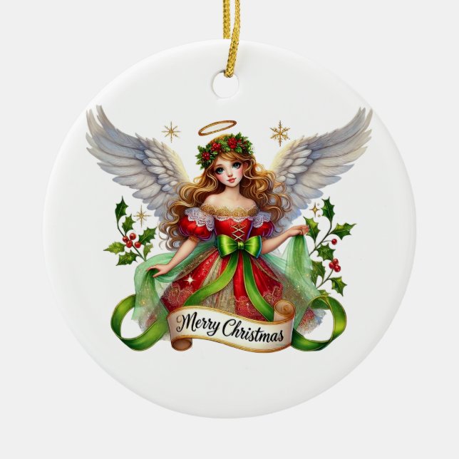 Christmas Angel Ceramic Tree Decoration (Front)
