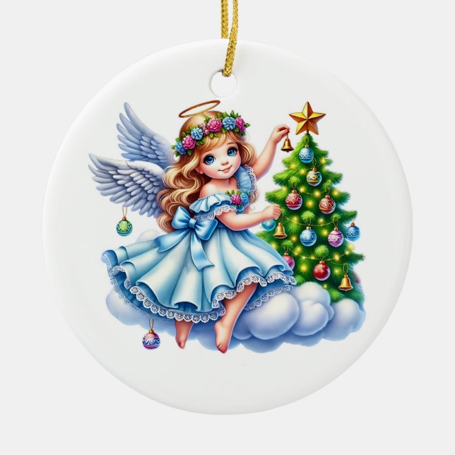 Christmas Angel Ceramic Tree Decoration (Front)