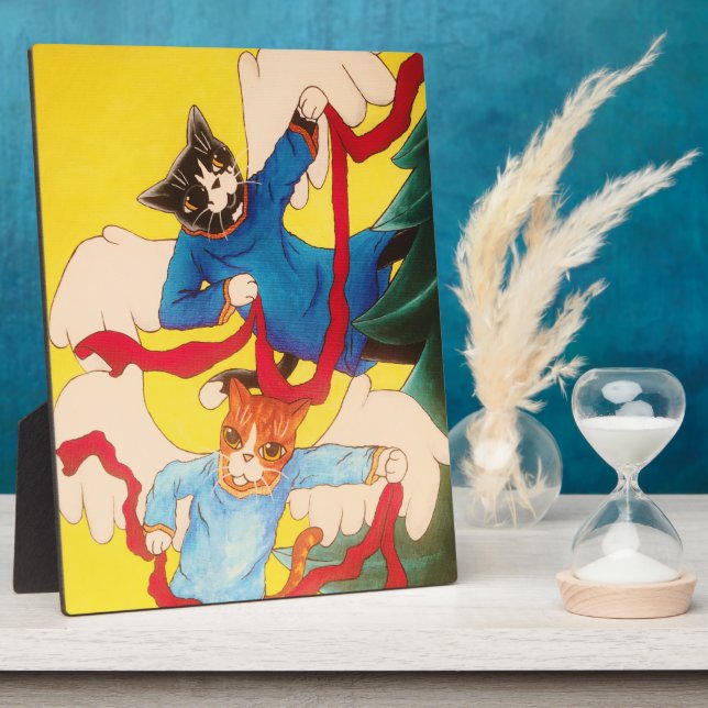 Christmas Angel Cherub Cats Plaque (Side)