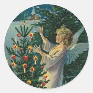 Christmas Angel Classic Round Sticker
