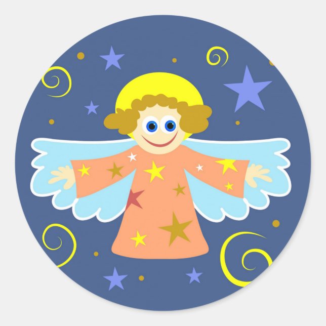 Christmas Angel Classic Round Sticker (Front)