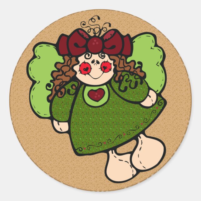 christmas angel classic round sticker (Front)