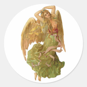 Christmas Angel Classic Round Sticker