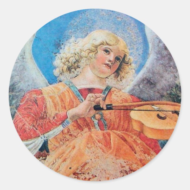 CHRISTMAS ANGEL CLASSIC ROUND STICKER (Front)