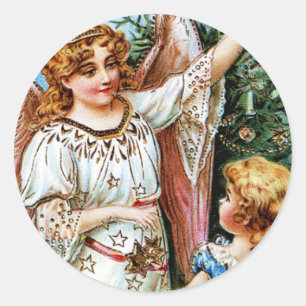 Christmas Angel Classic Round Sticker